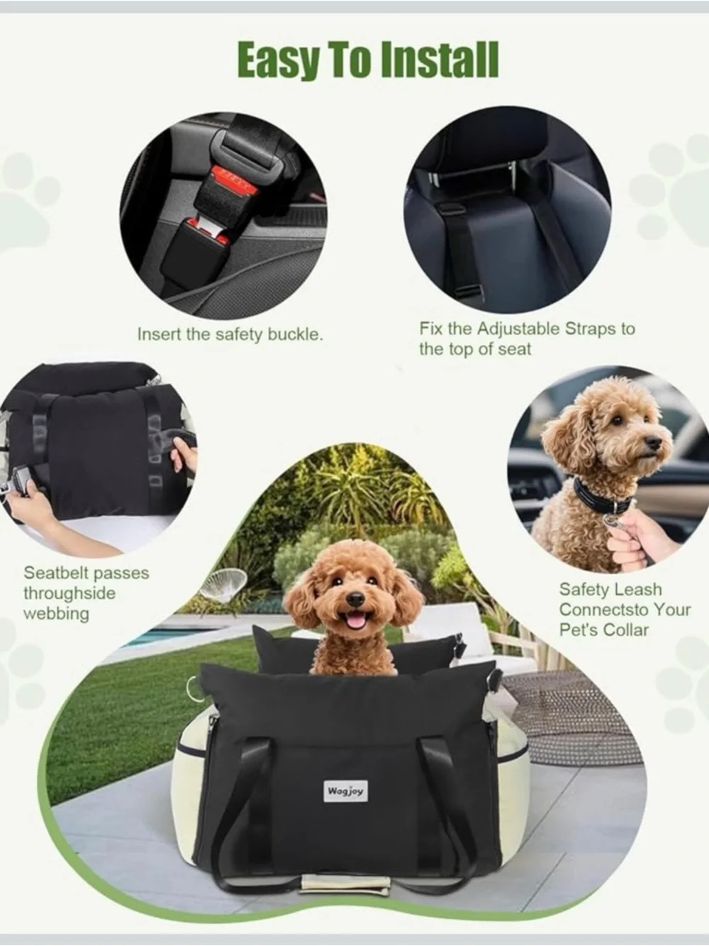 Premium Green and Black Dog Travel Carrier - Comfortable Pet Tote